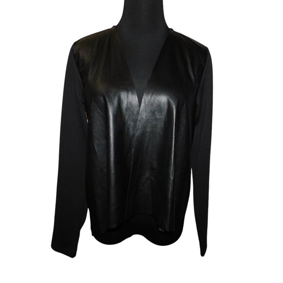 Willi Smith Open Front Faux Leather Cardigan Size Medium NWT - Picture 1 of 8